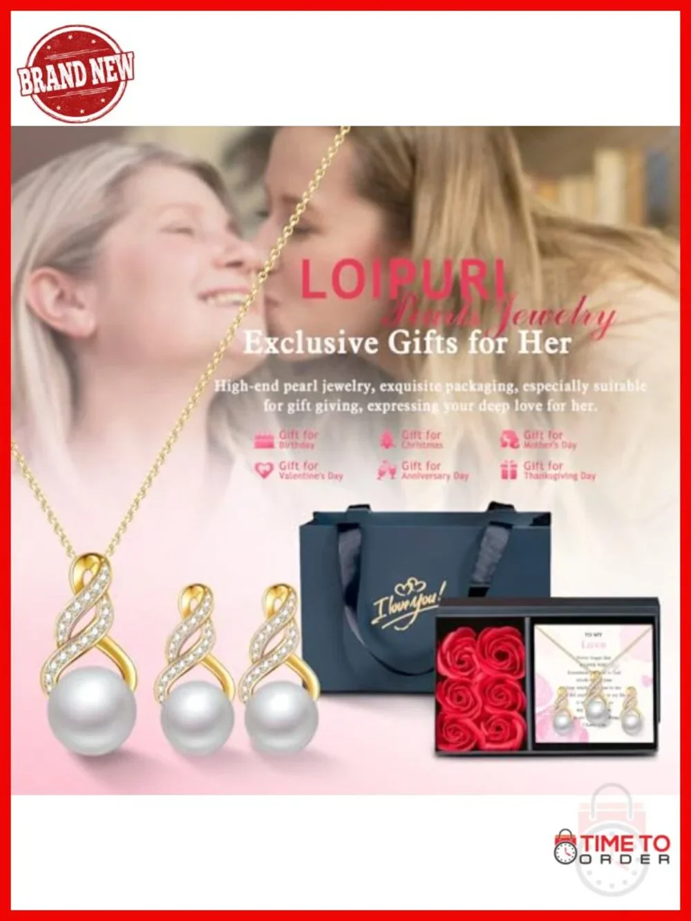 Sterling Silver Pearl Necklace and Earring Set Infinity Knot Gold Plated